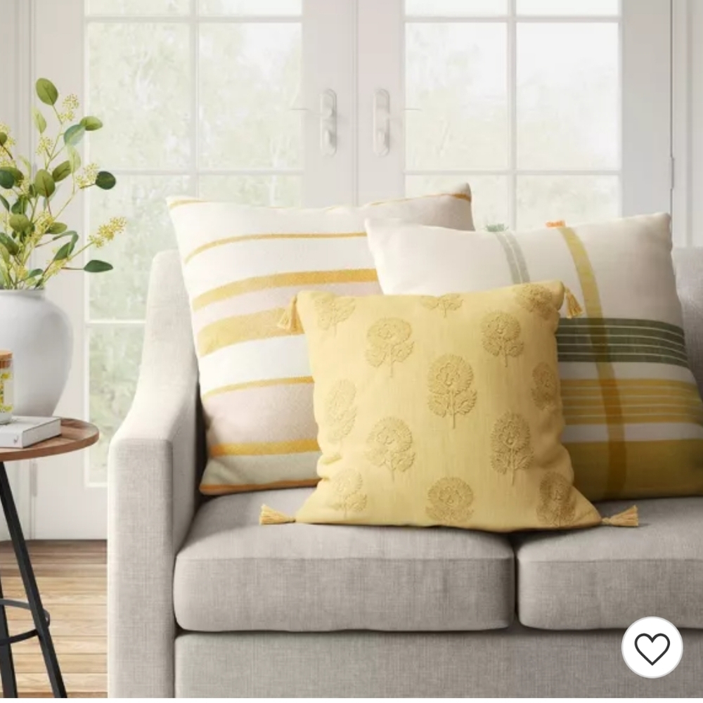Oversized Woven Striped Throw Pillow Neutral/Yello - Picture 2 of 11